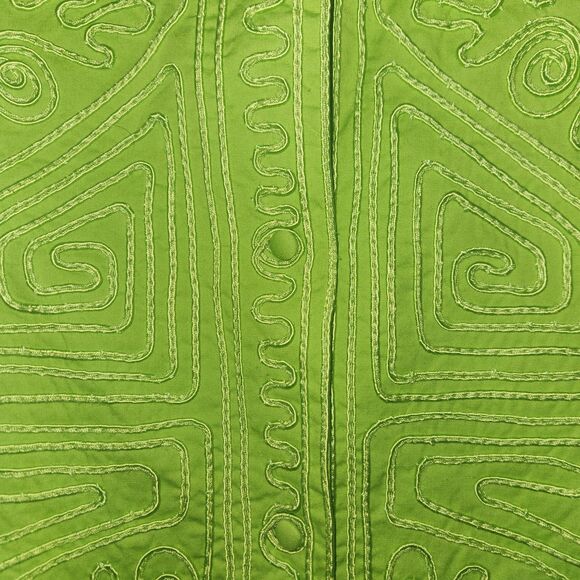 JONI B Geometric Embroidered Trapeze Jacket Blazer LIME GREEN Size L - Picture 3 of 7